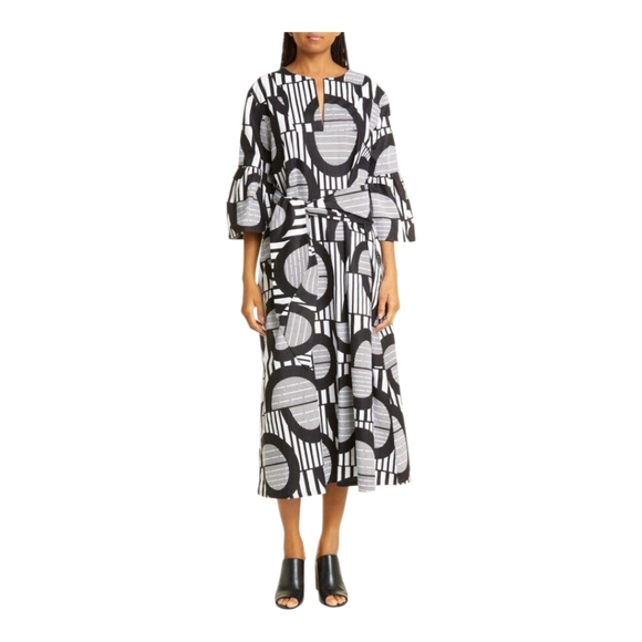 The Oula Company - Split Neck Caftan Midi Dress (No Belt) Size Large (10) - Picture 1 of 14